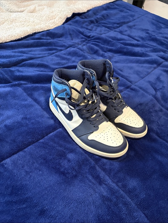 Nike Other - Nike Kids High-Top Sneakers in Navy and White with Light Blue Accent